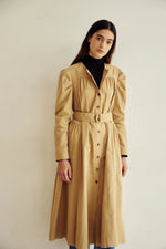 Belted Trench Dress In Beige