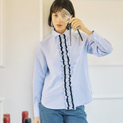 Frill Point Blouse In Blue