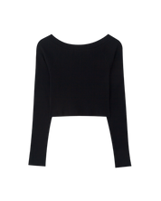 V Neck Ribbed Stretch Cotton Jersey Top In Black