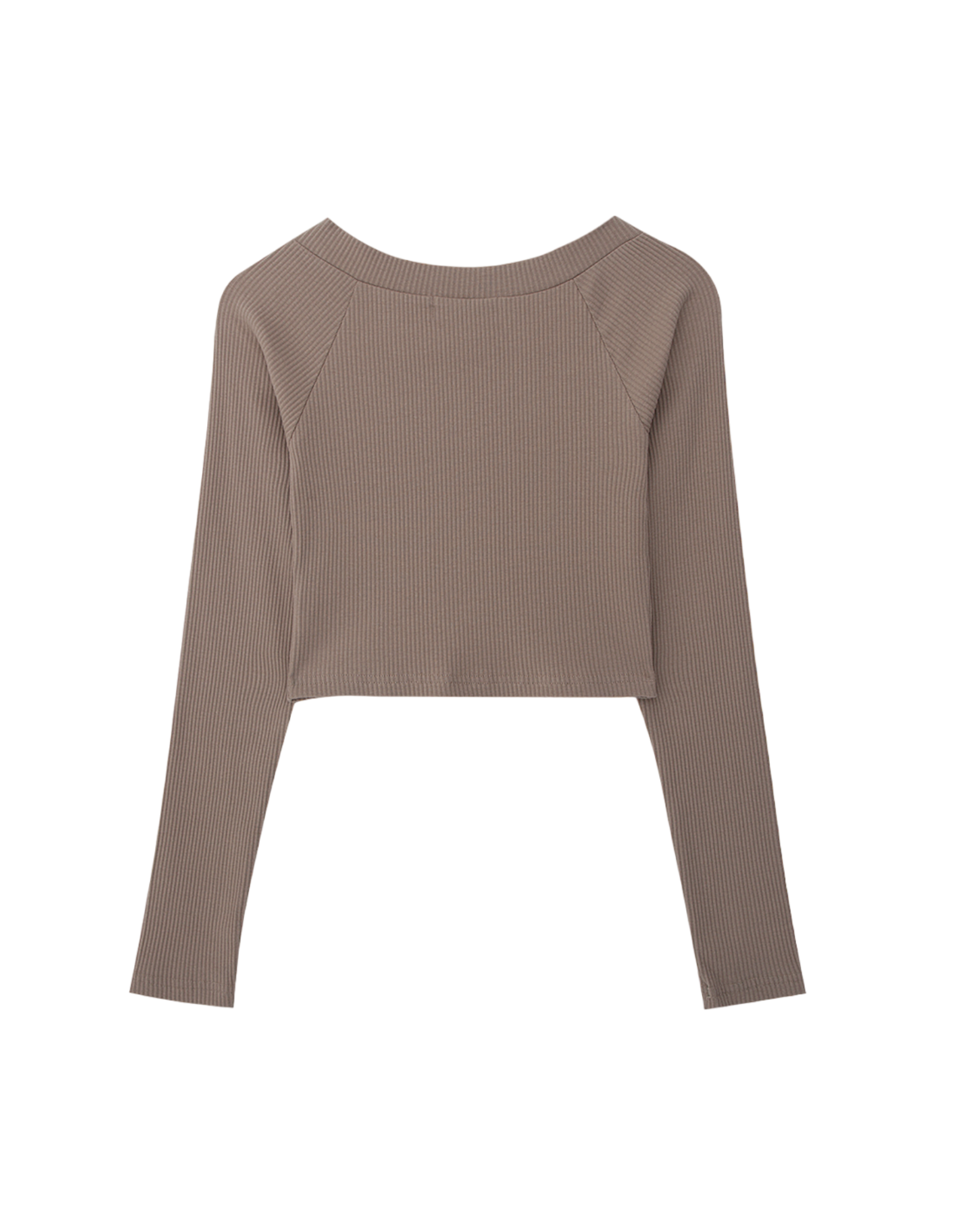 V Neck Ribbed Stretch Cotton Jersey Top In Beige