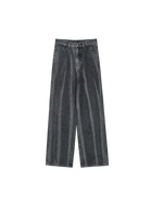 Vertical Stripes Denim Pants In Grey