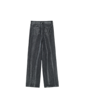 Vertical Stripes Denim Pants In Grey