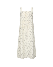 奶油色花朵細褶無袖連身裙
