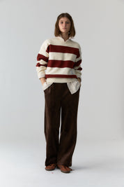 Bold Stripe Color Knit In Red