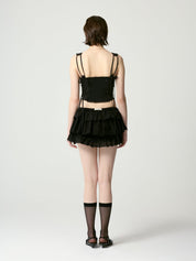 Girlfriend Ruffle Mini Skirt In Black