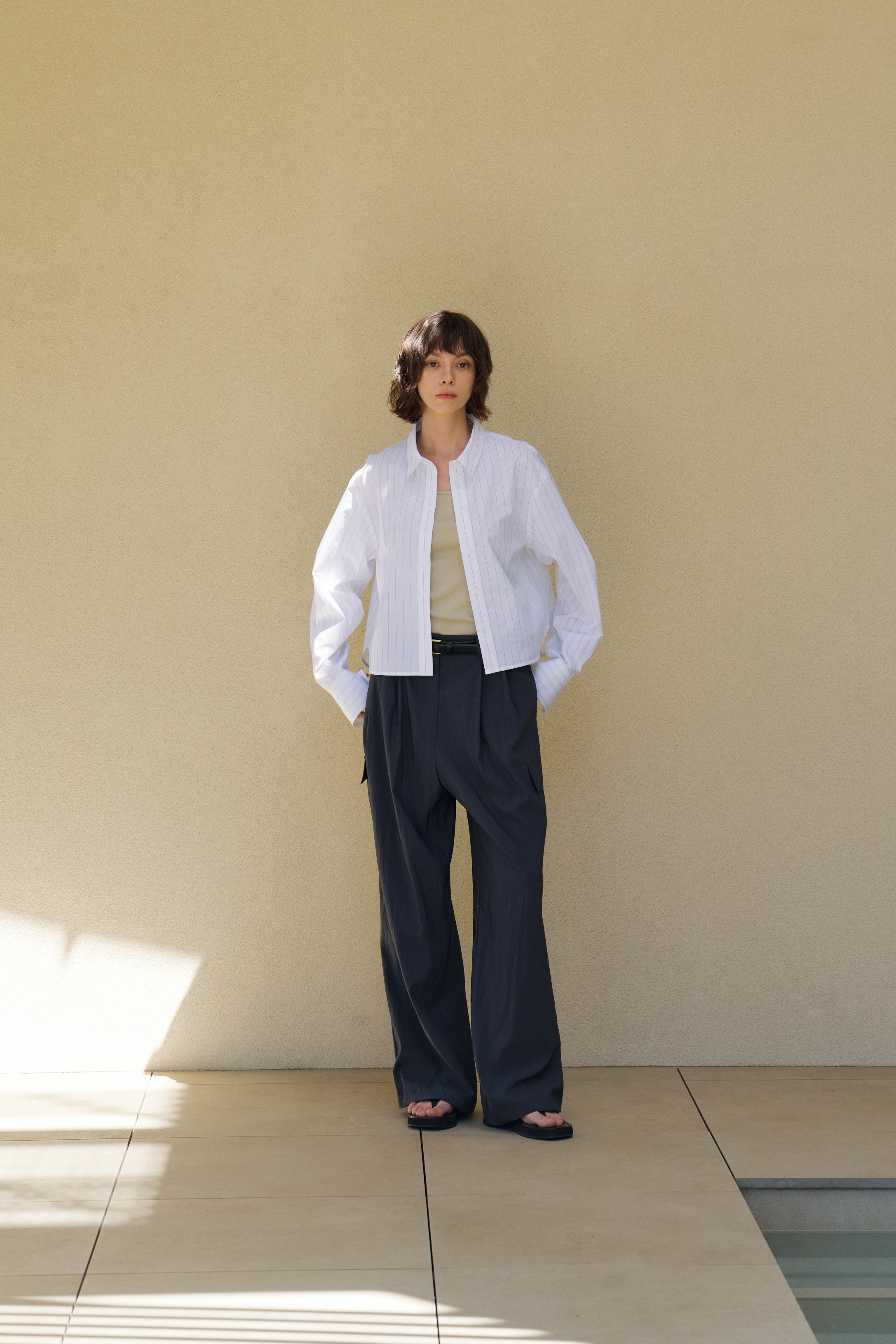 Poplin Stripe Shirts In White