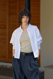 Poplin Stripe Shirts In White