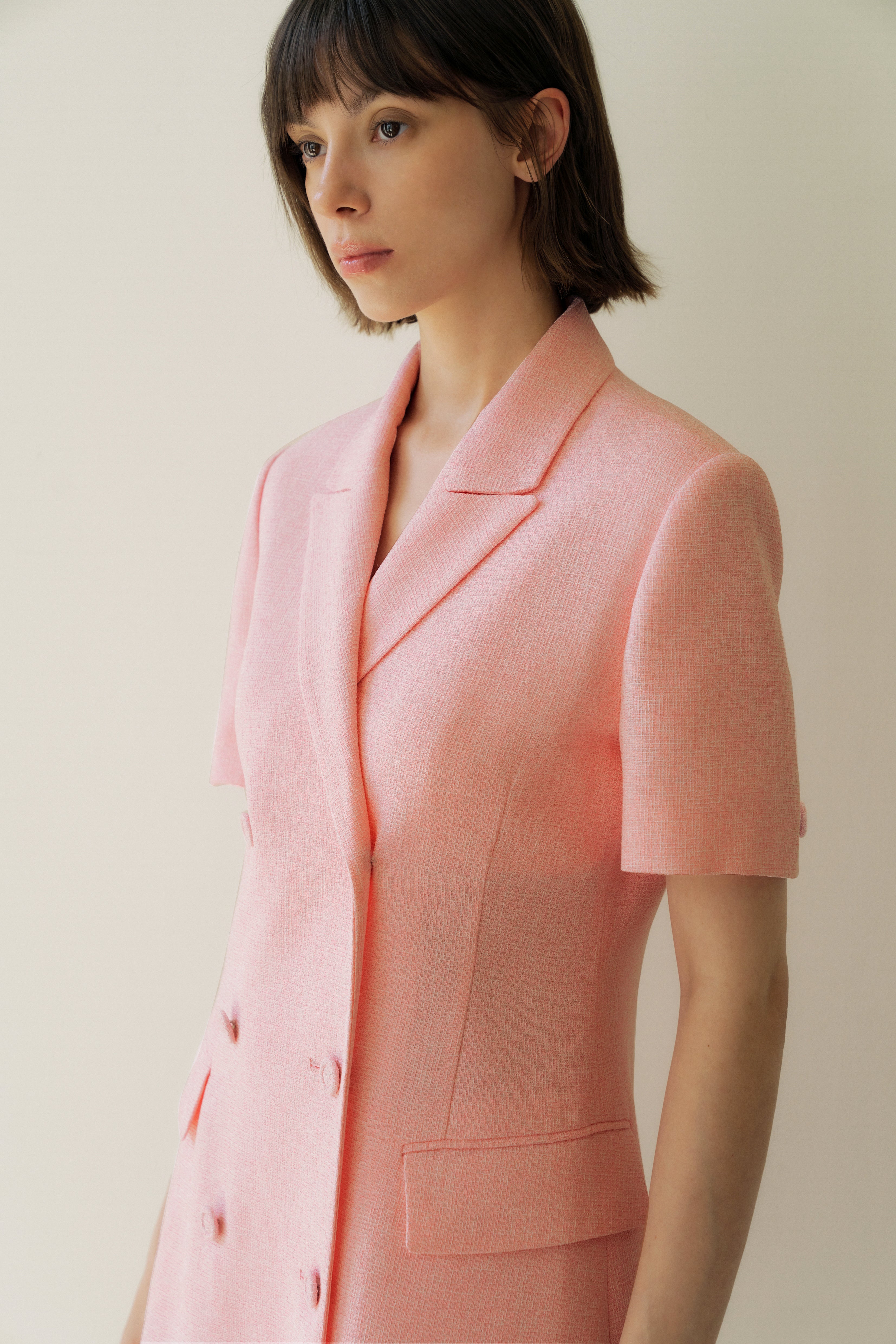 Summer Tweed Tailored One Piece In Pink