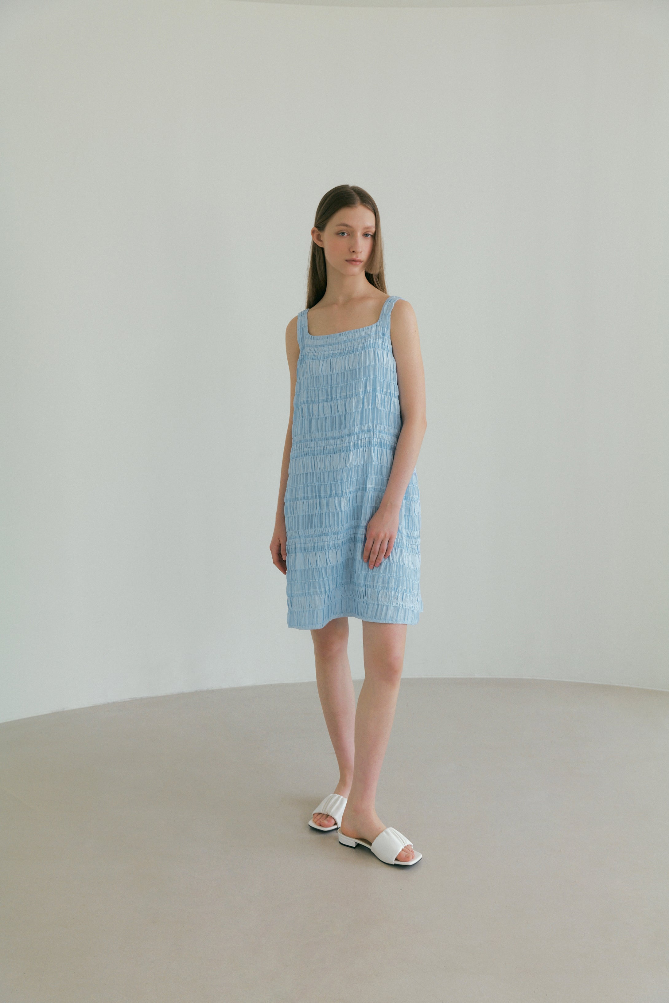 Jacquard Minimal Dress In Sky Blue