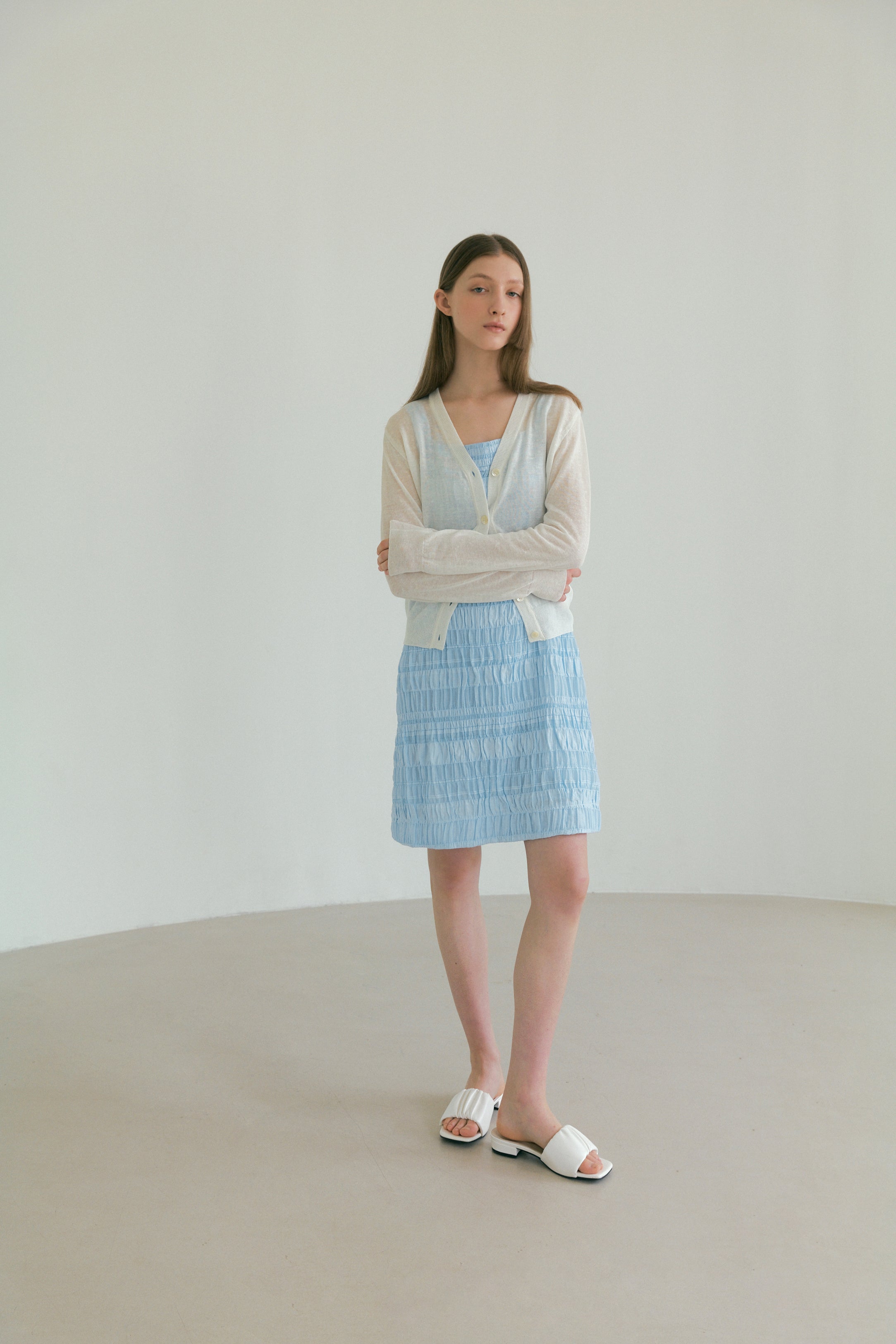 Jacquard Minimal Dress In Sky Blue