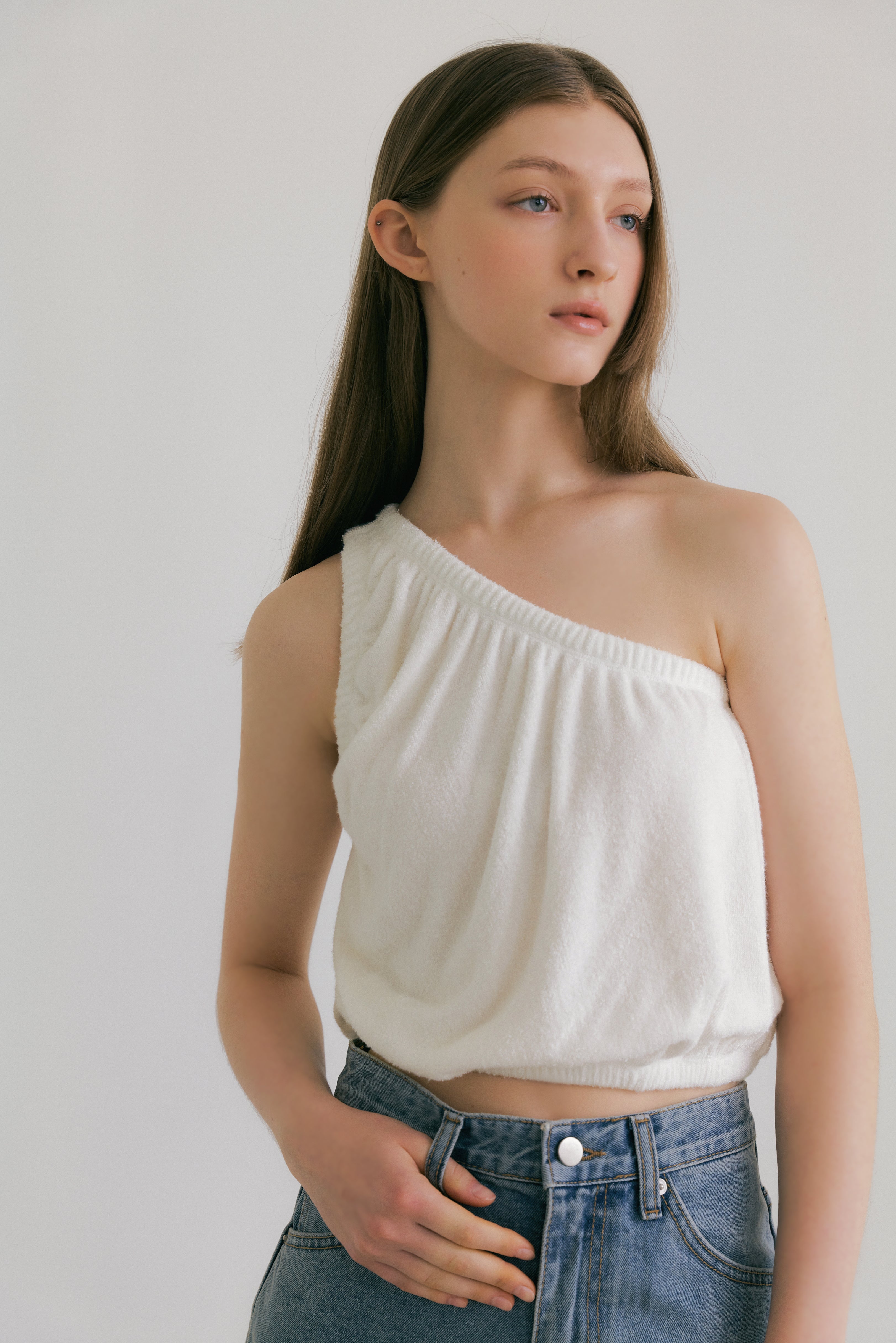 Summer Terry One Shoulder In Ivory