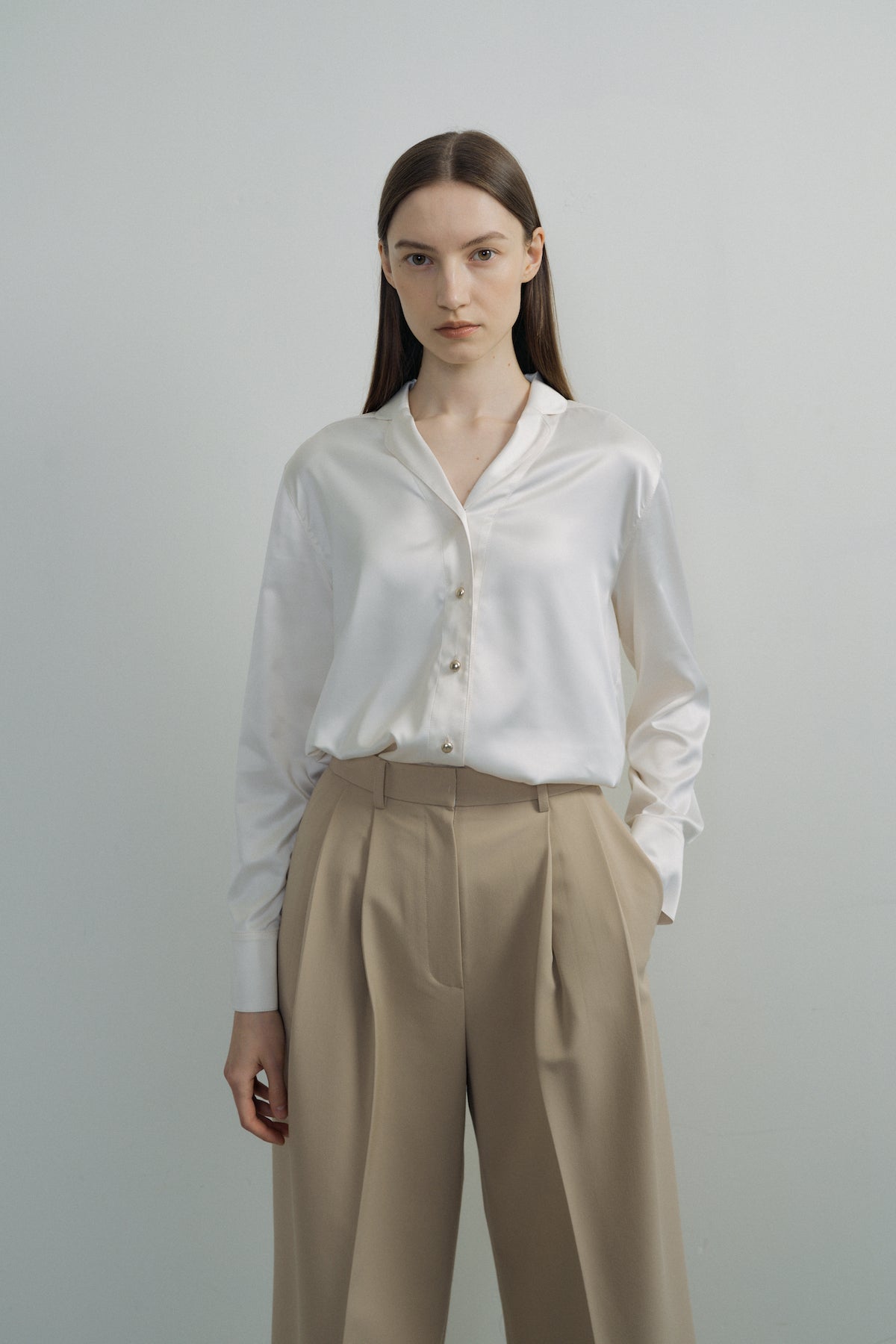 Satin Blouse In Ivory