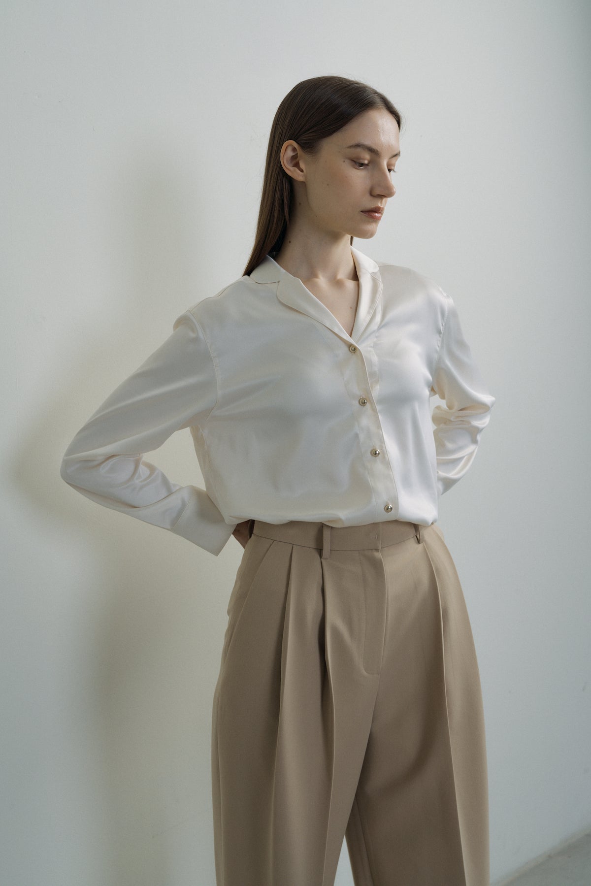 Satin Blouse In Ivory