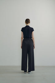 Low-rise Pintuck Pants In Charcoal