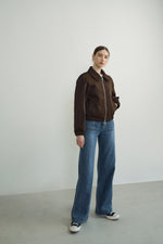 Leather Blouson In Brown