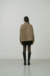 Wool Boucle Shirts Jacket In Khaki