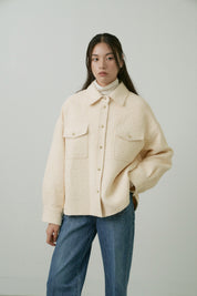 奶油色羊毛圈圈襯衫夾克