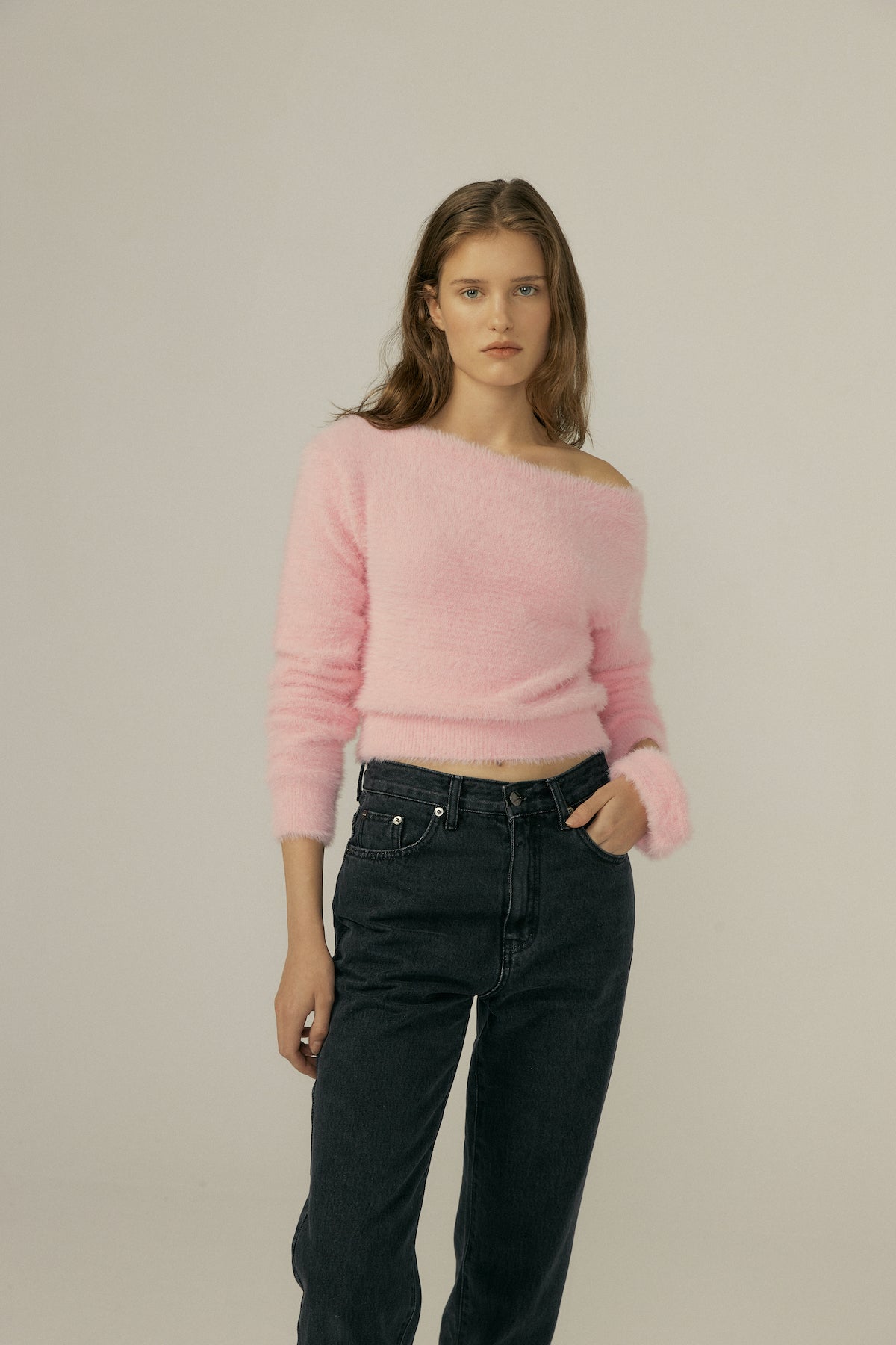 Soft Boat Neck Knit In Pink