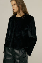 Eco-Fur Jacket In Black