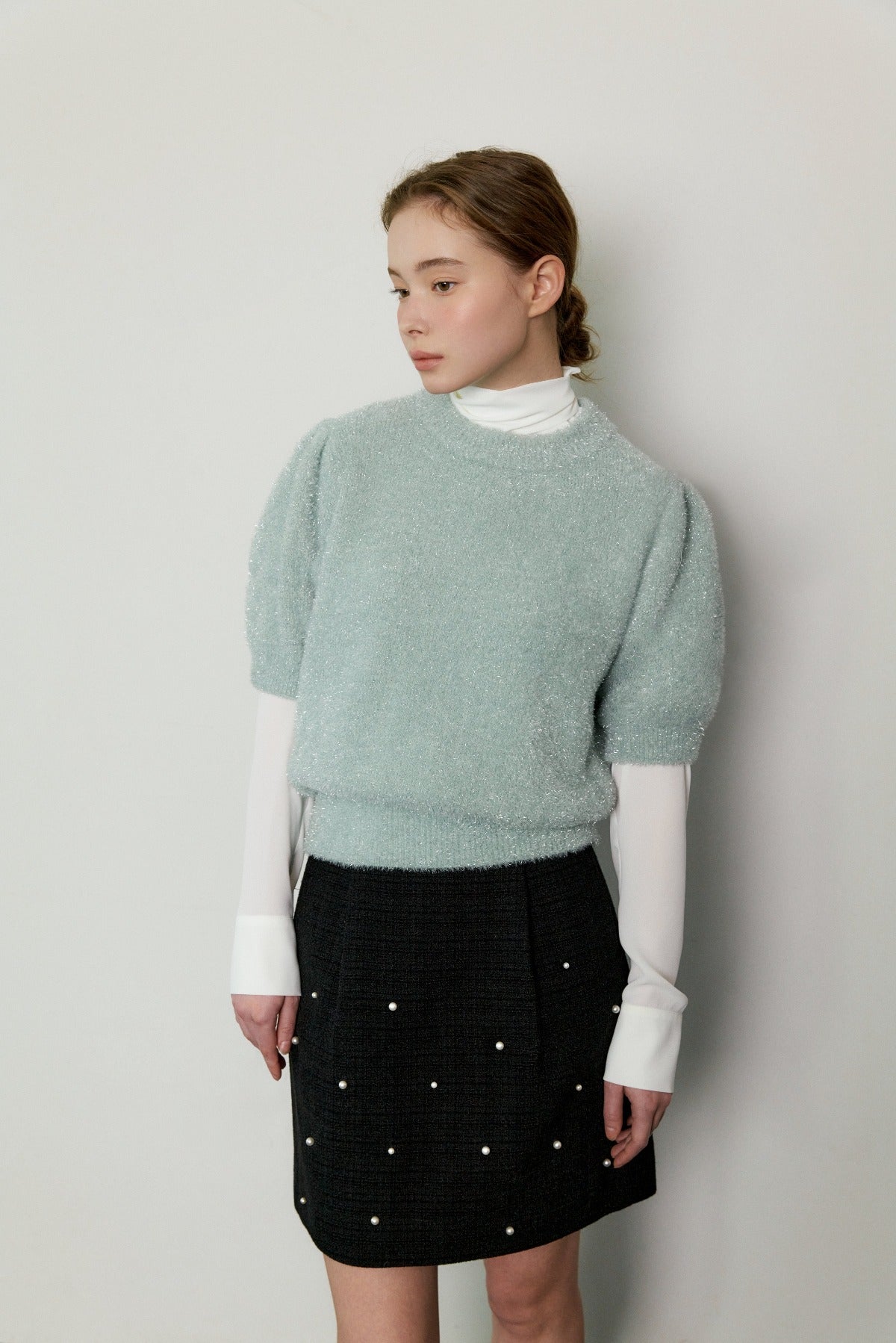 Pearl Volume Knit In Mint