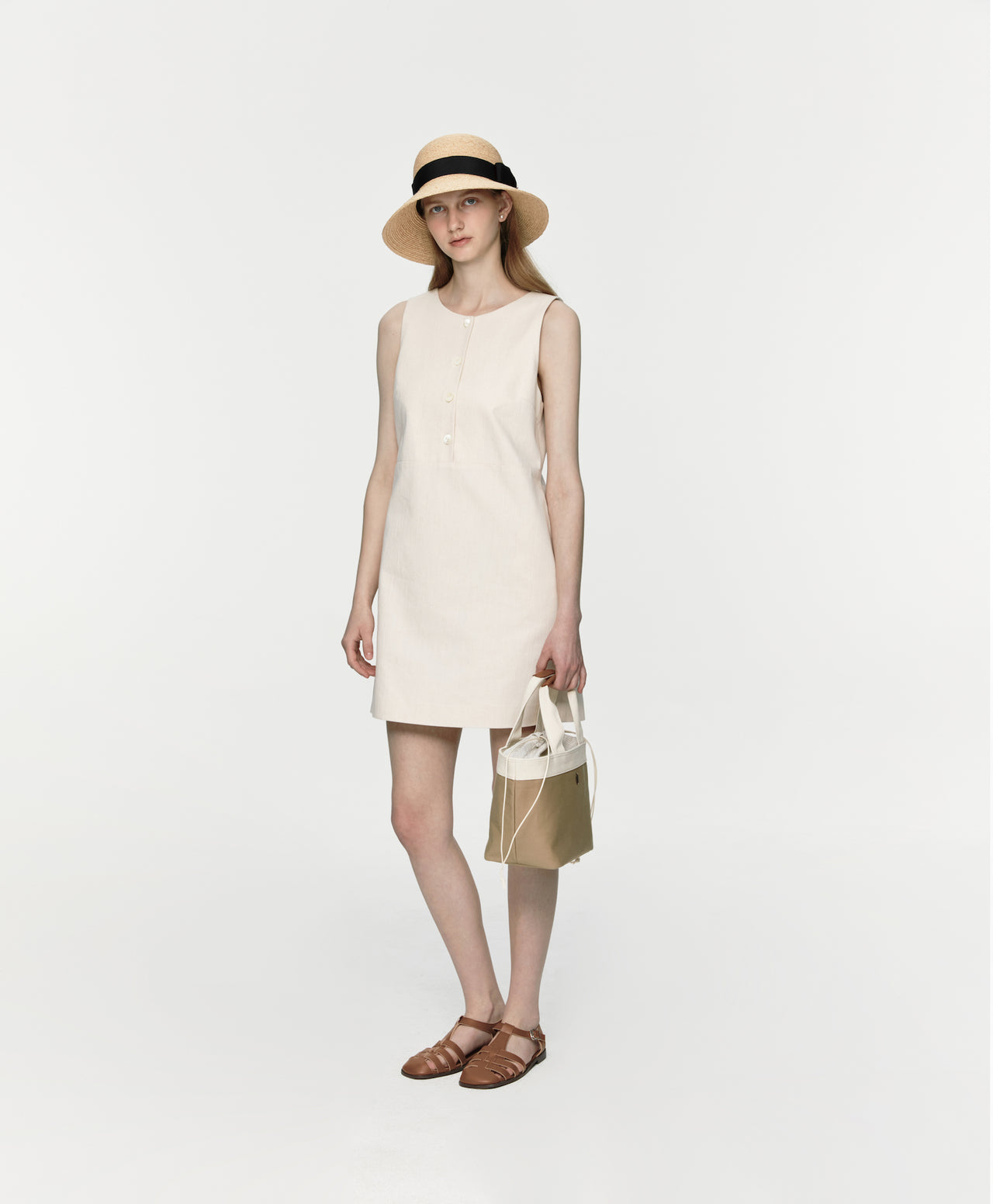 Summer Sleeveless Dress In Cream
