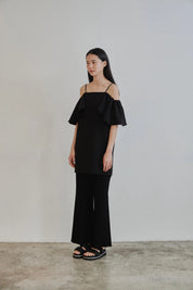 Big Frill Off Shourder Dress In Black