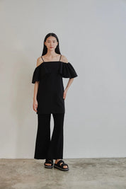 Big Frill Off Shourder Dress In Black