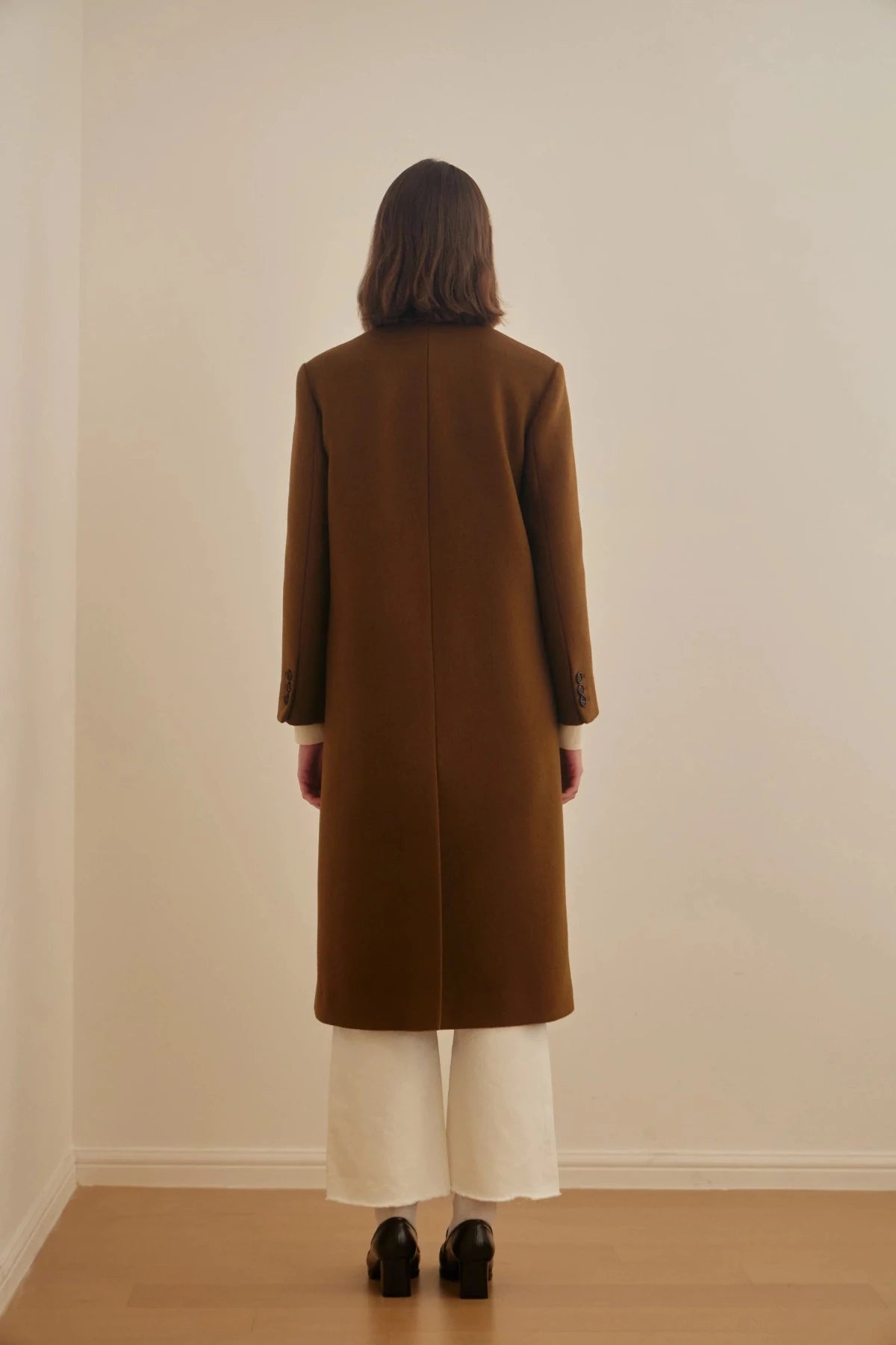 Signature Tailored Wool Cashmere Coat In Brown