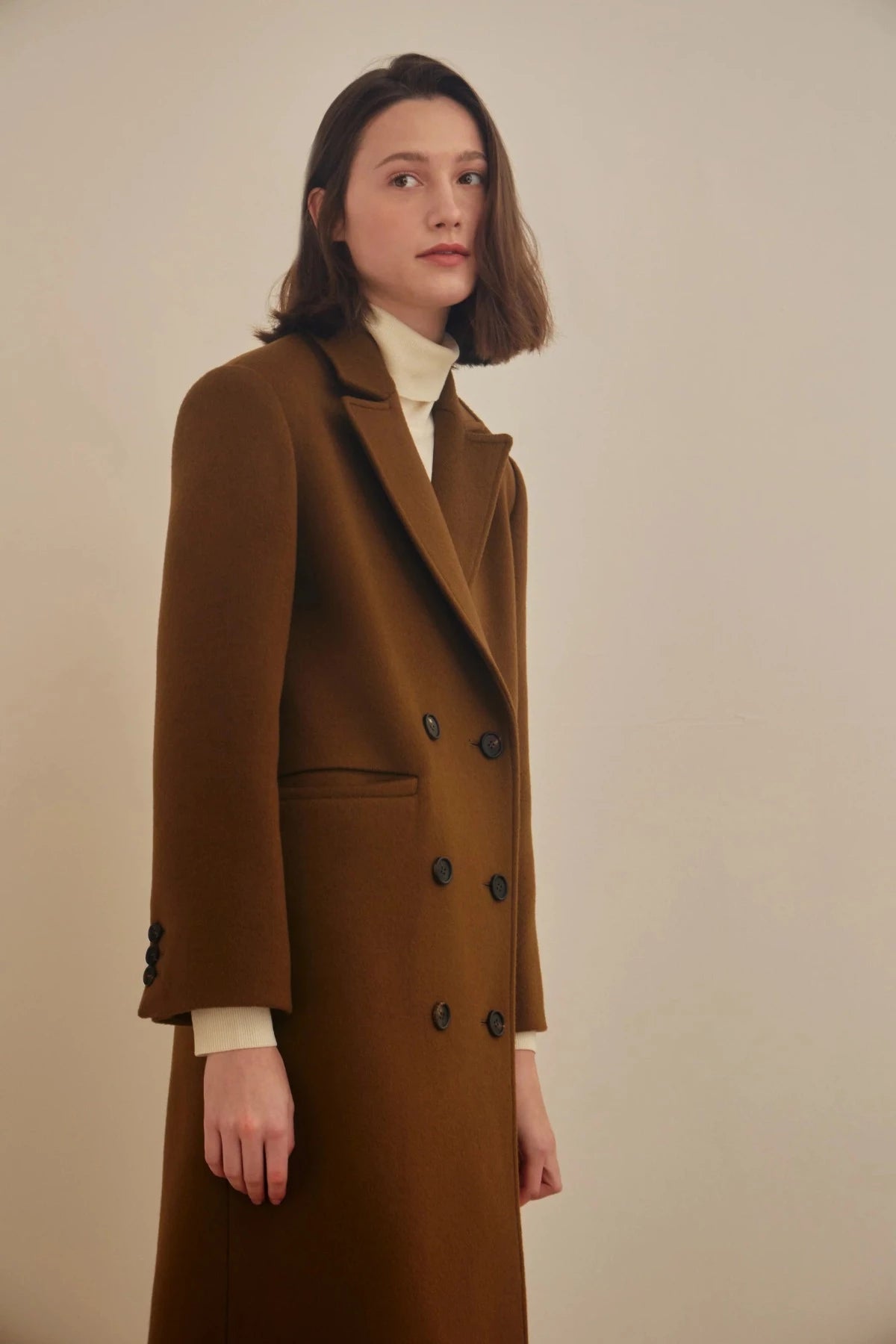 Signature Tailored Wool Cashmere Coat In Brown