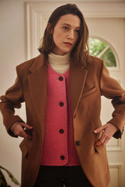 Tailored Wool Cashmere Half Coat In Brown