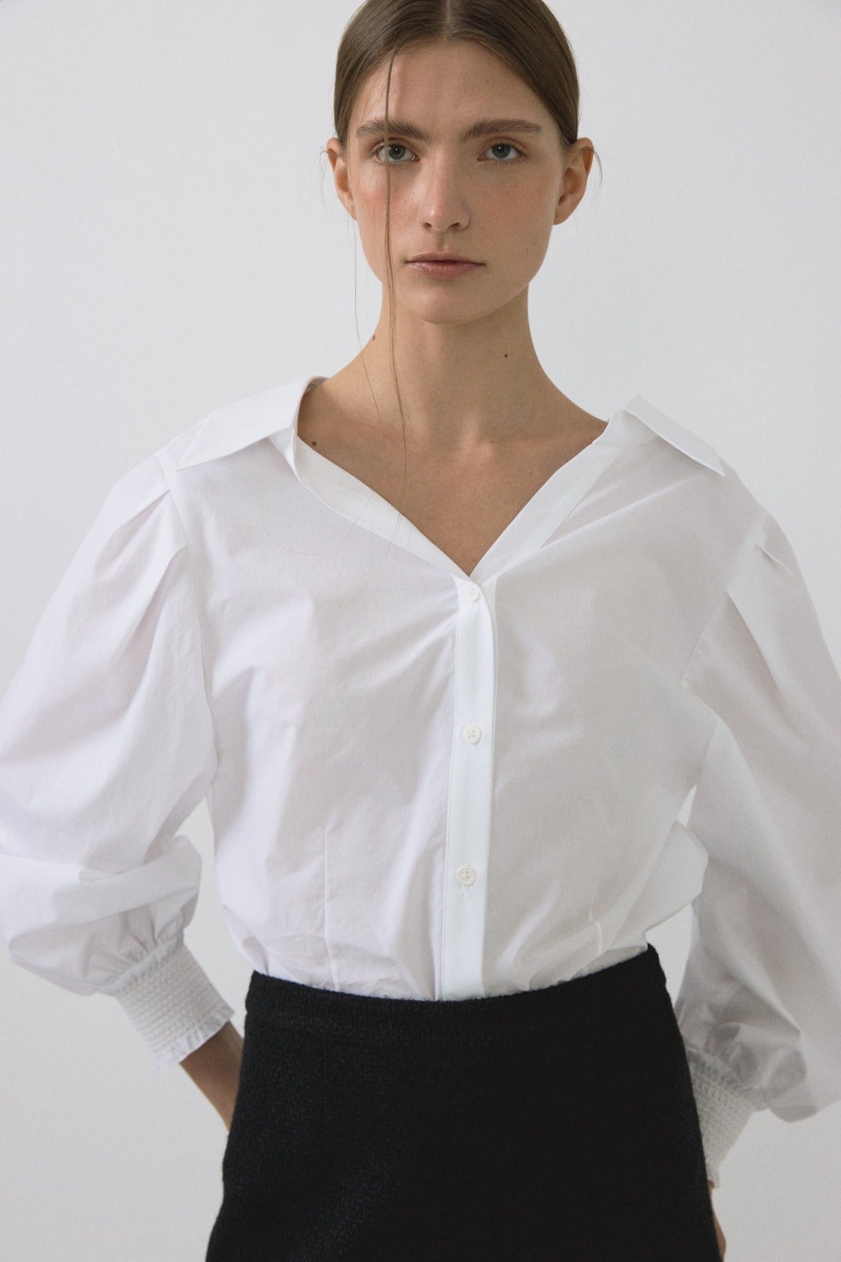 Cotton Off-shorder Shirts In White