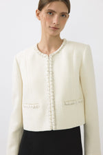 Trimming Tweed Jacket In Ivory