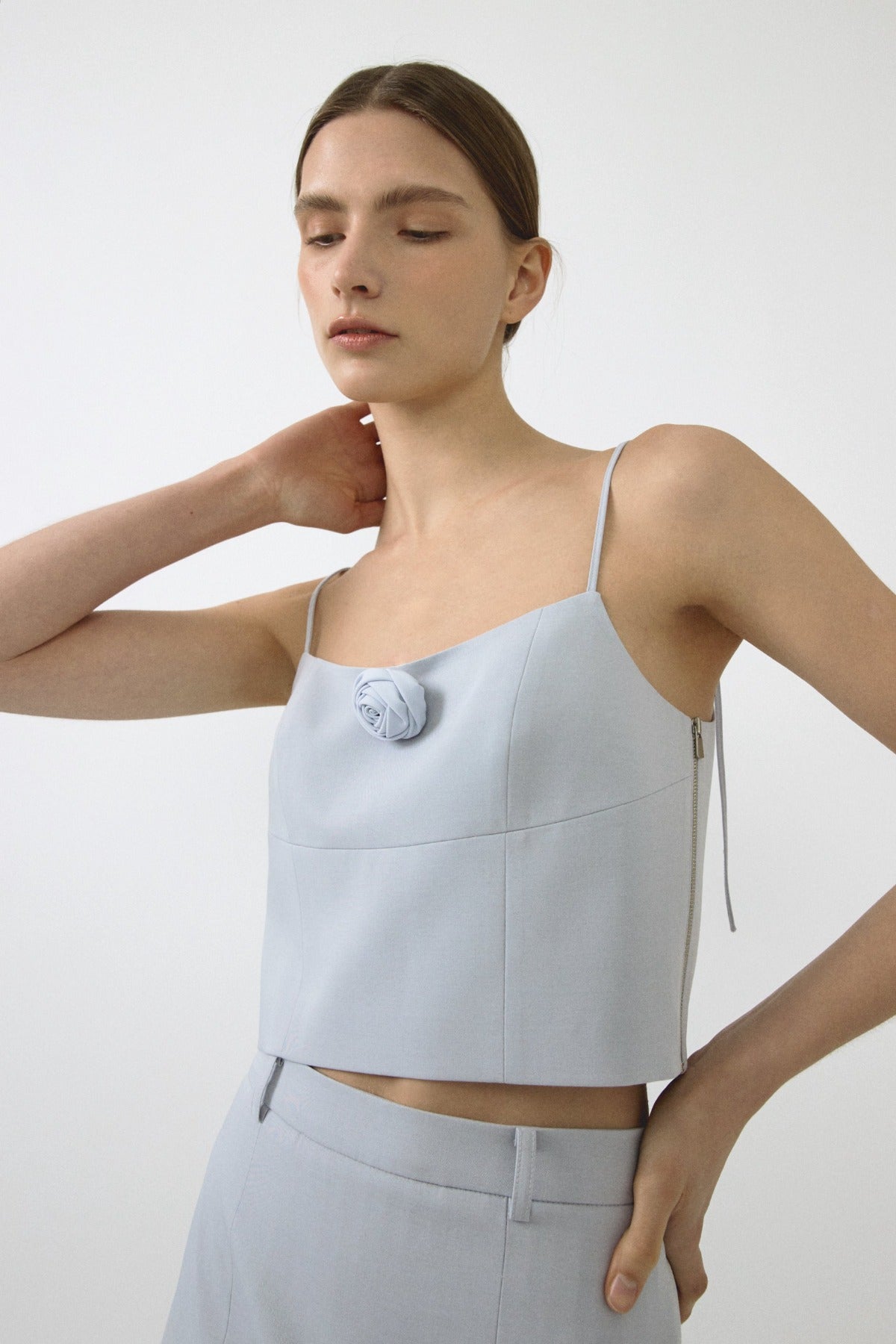 Corsage Bustier Top In Stone Blue