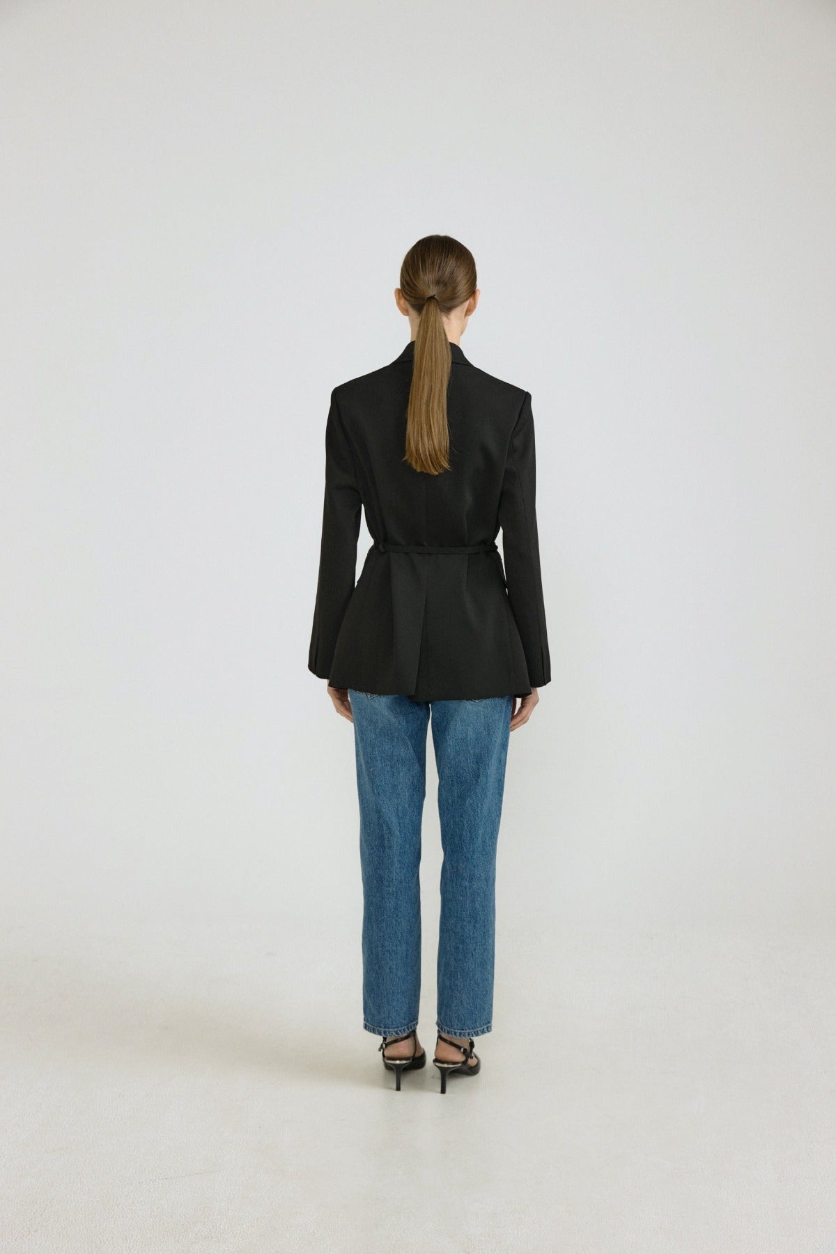Pintuck Tailored Jacket In Black