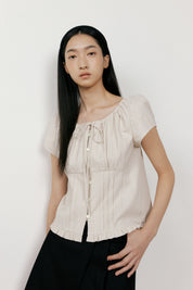 Lucy Cotton Blouse In Beige