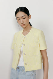 Summer Line Tweed Jacket In Yellow