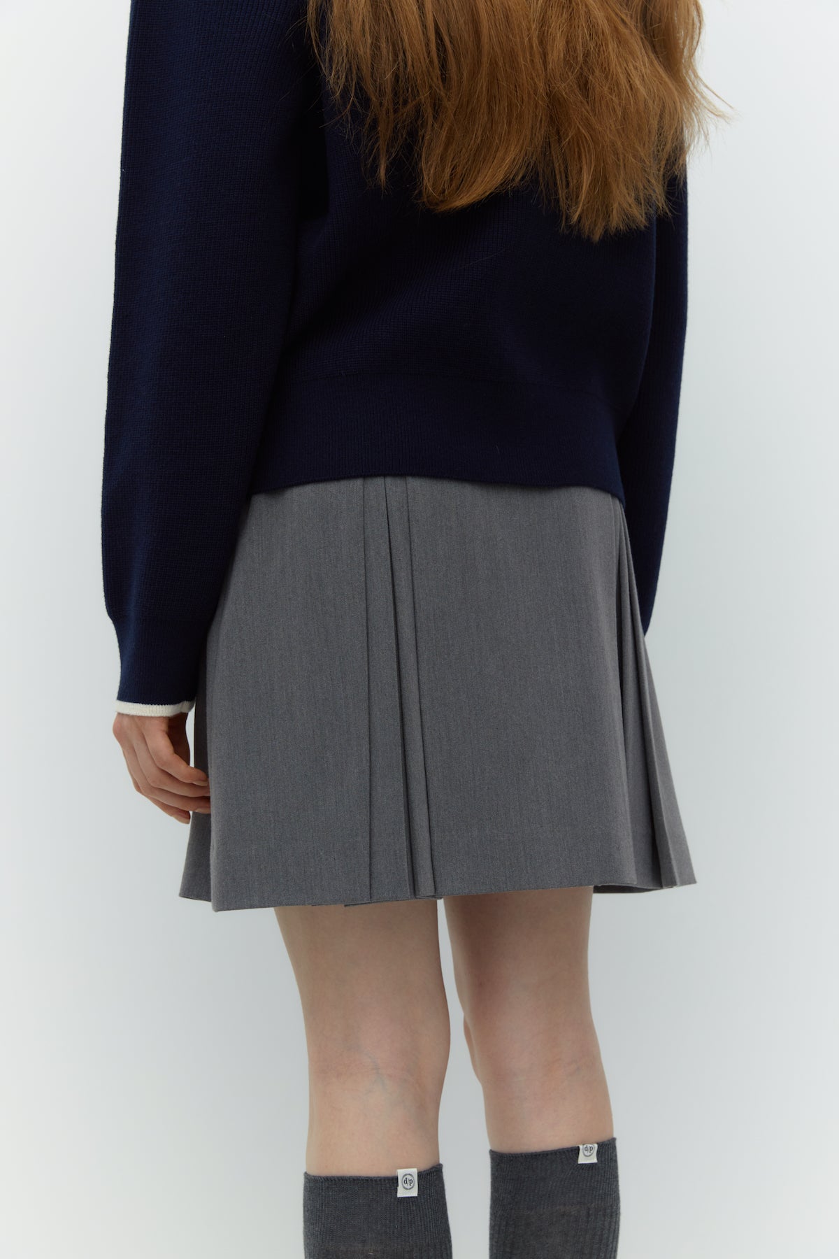 A Line Pleats Skirt In Gray