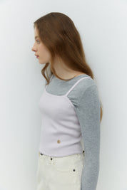 Sleeveless Knit Top In Light Violet