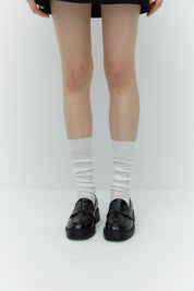 Cotton Rib Knee Socks In Off White