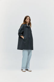 Classic Half Trench Coat In Charcoal