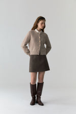 Wool Mini Skirt In Brown