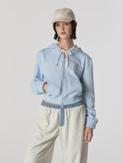 Bonnie Crop Zip Up In Baby Blue