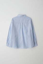 Linen Bamboo Blended Wrap Shirt In Sky Blue