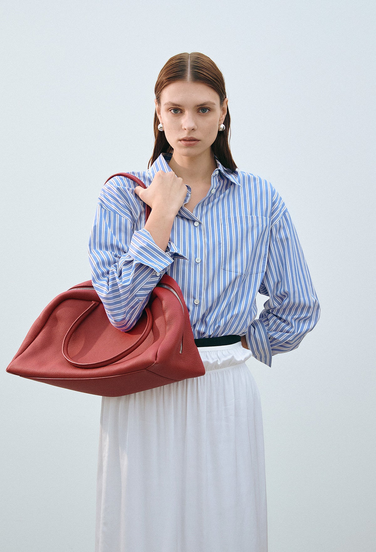 Striped Cotton Shirt In Blue
