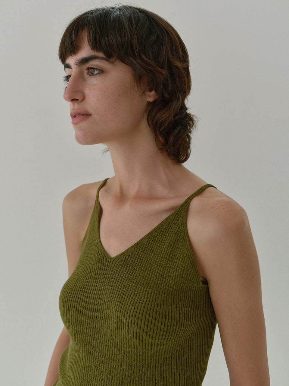 Ribbed Sleeveless In Moss Green