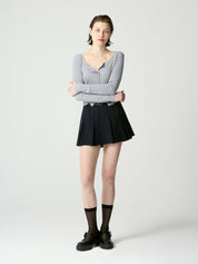 Ivy Pleated Mini Skirt In Navy