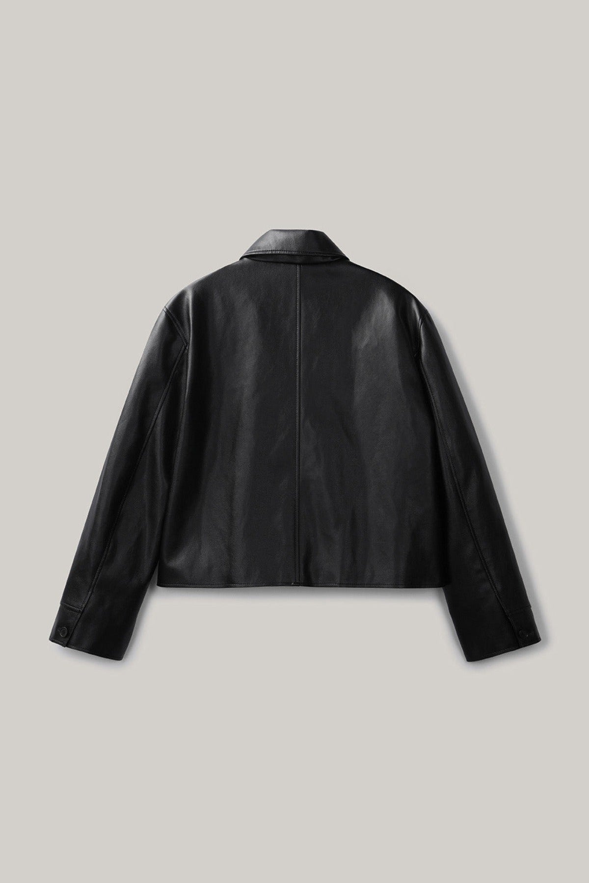 Collar Leather Jacket In Black