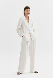 Snap Button Belted Shirt In Ivory