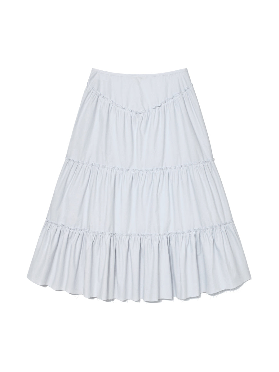 Rodeo Tiered Ruffle Skirt In Baby Blue