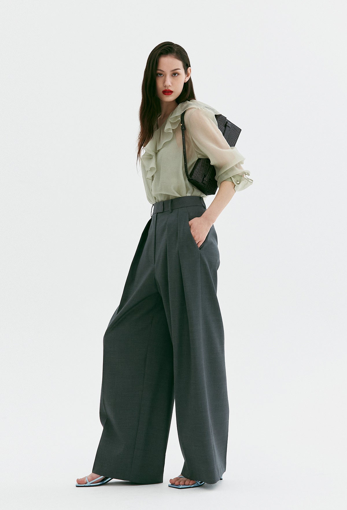 Summer Wool Trousers In Gray